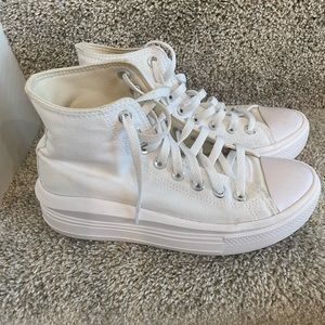 White high top platform converse
